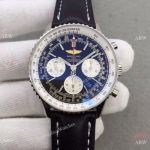 Swiss Breitling 1884 Chronometre Navitimer 43mm Copy Watch Black Leather